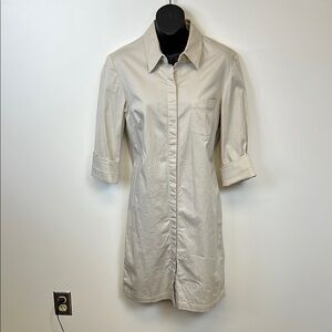Talbots Vintage 90s Light Tan Button-Up Shirt Dress Size 10